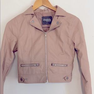 Charlotte Russe Light Pink Cropped Leather Jacket